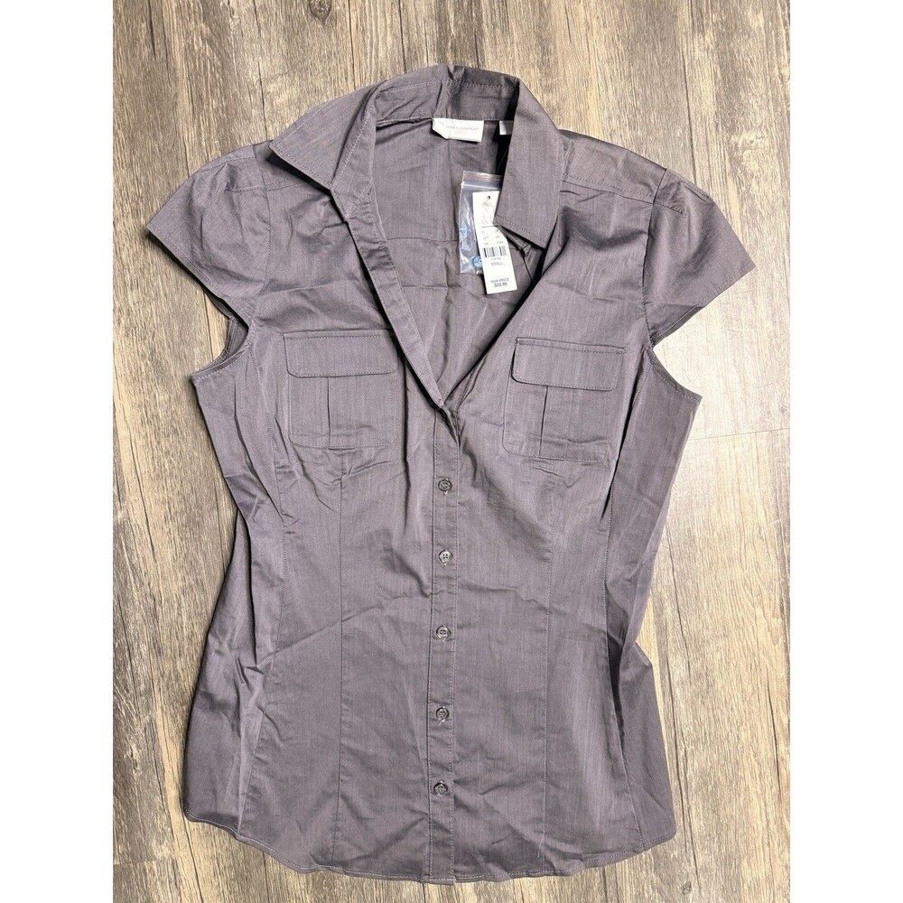New York & Company Womens Small NWT Gray Button Down Corpcore Office Siren Y2K